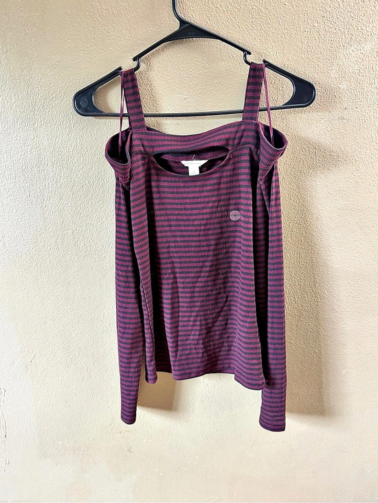 Aeropostale Tops - Aeropostale Striped Long Sleeve Top in Burgundy & Black Size Medium NWT